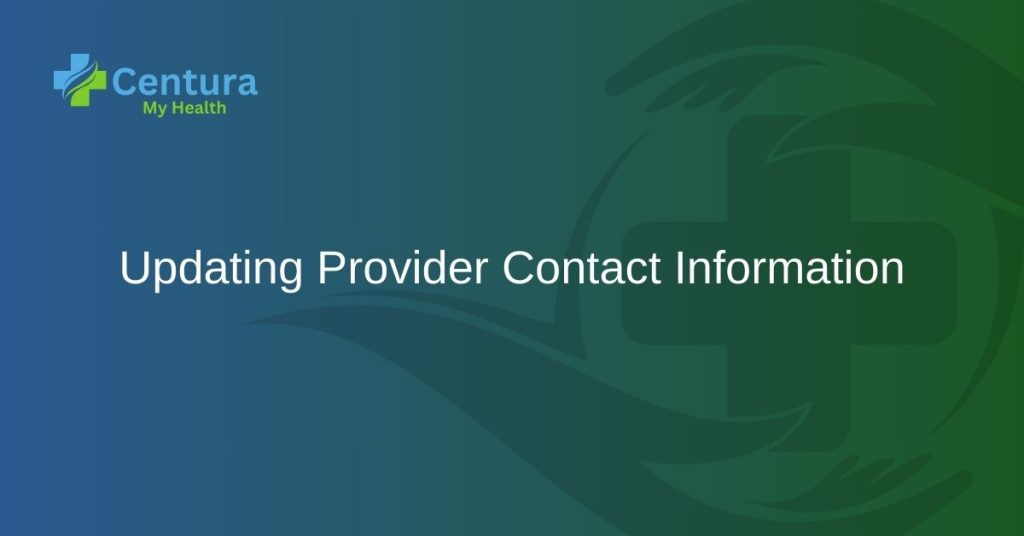 Updating Provider Contact Information