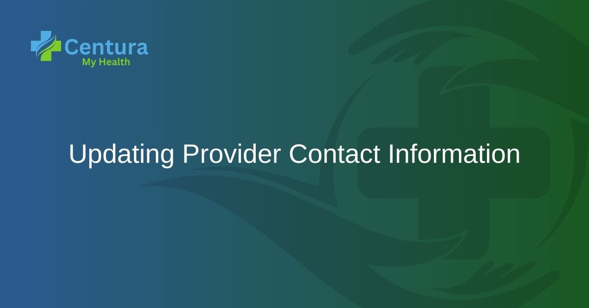 Updating Provider Contact Information 1